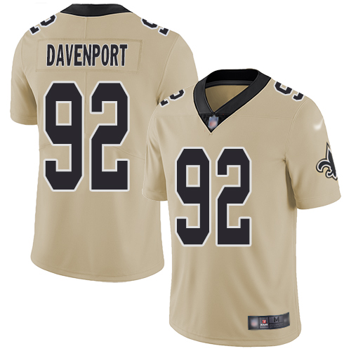 Men New Orleans Saints Limited Gold Marcus Davenport Jersey NFL Football #92 Inverted Legend Jersey